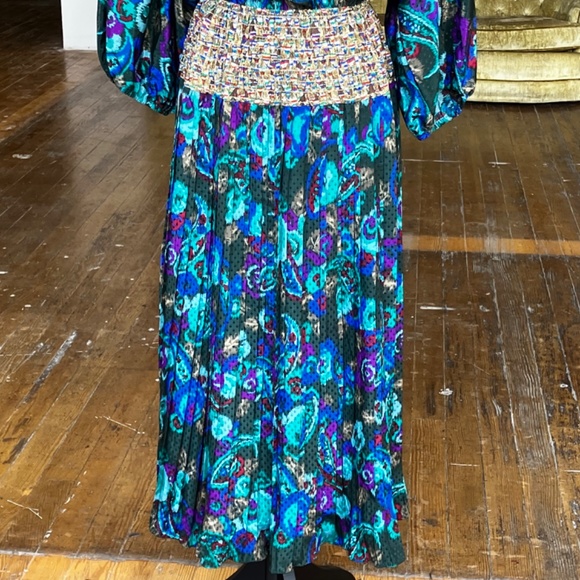 Vintage multicolor multi patterned midi dress - Picture 9 of 11